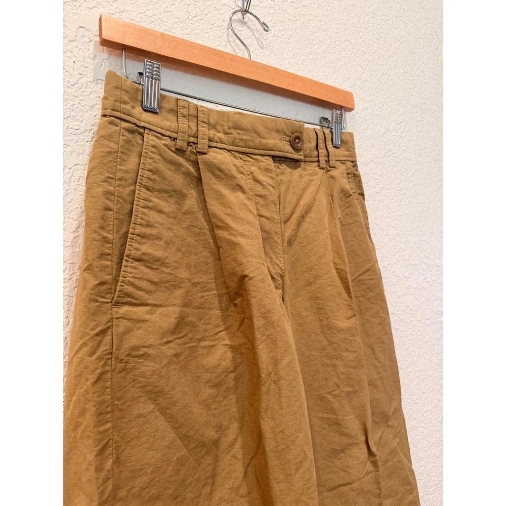 COS Womens Cotton Linen Pleated Tapered‎ High Rise Trousers Pants Size 4 Barrel